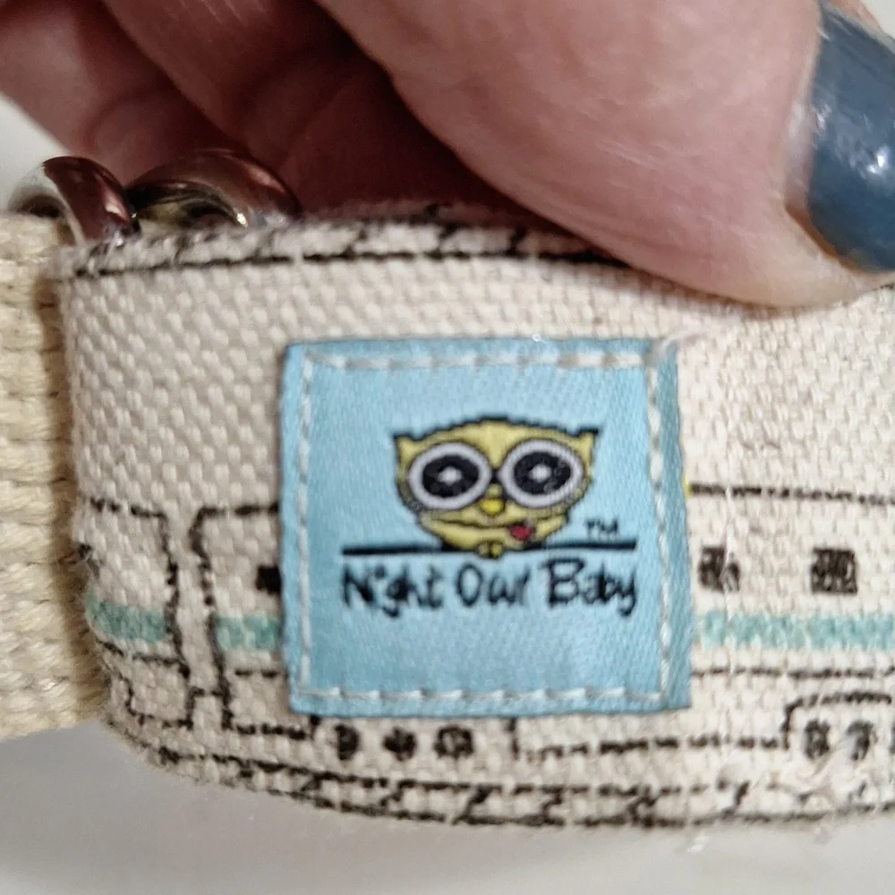 Vintage Night Owl Baby cloth canvas belt - monorail print - XS